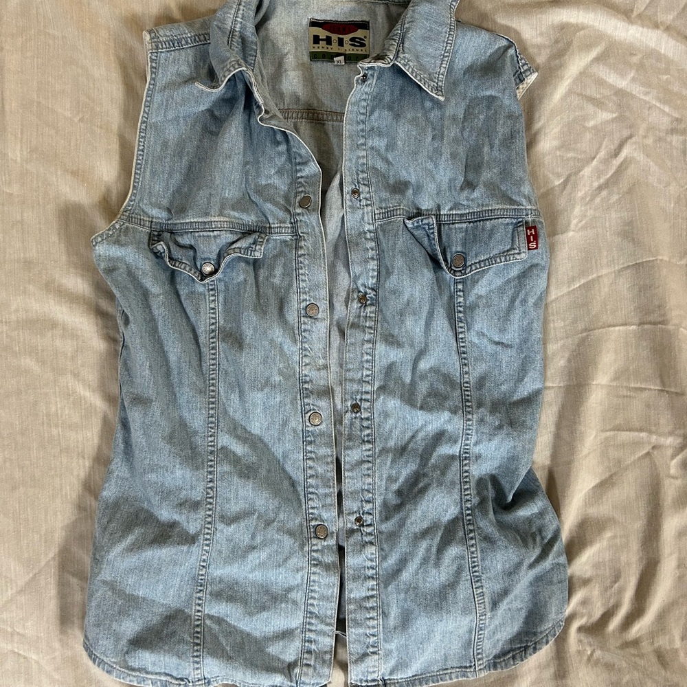 Light Blue Denim Sleeveless Top